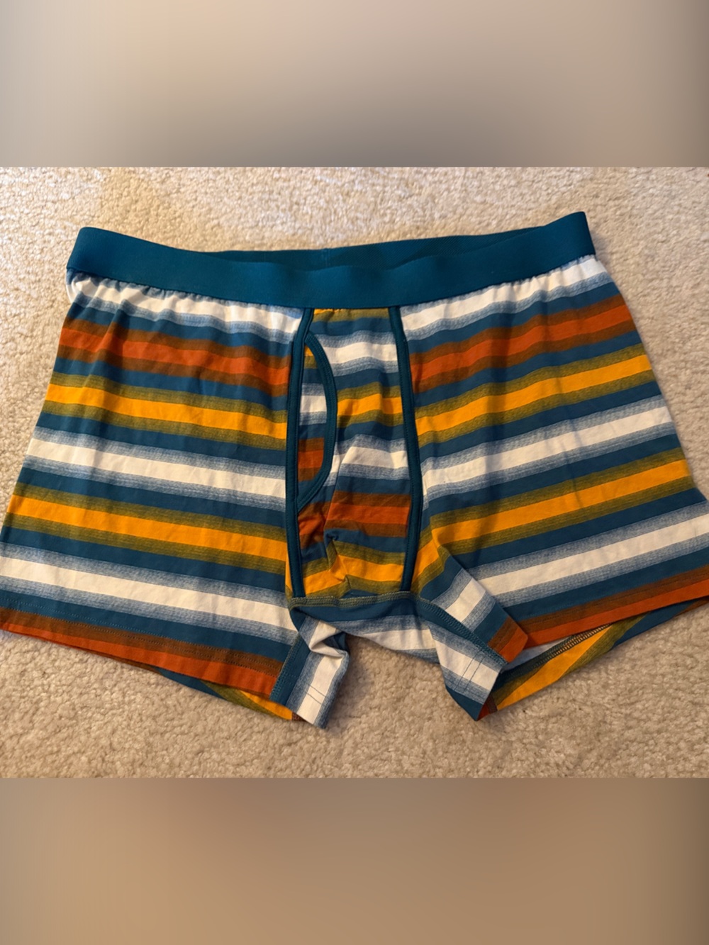 Goodfellow & Co Striped Knit shorts Teal Mustard Rust men XL BOXER BRIEF NWOT